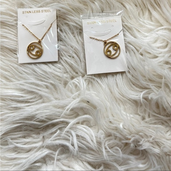 Gold Stainless Steel Cancer Zodiac Necklace - Picture 1 of 1